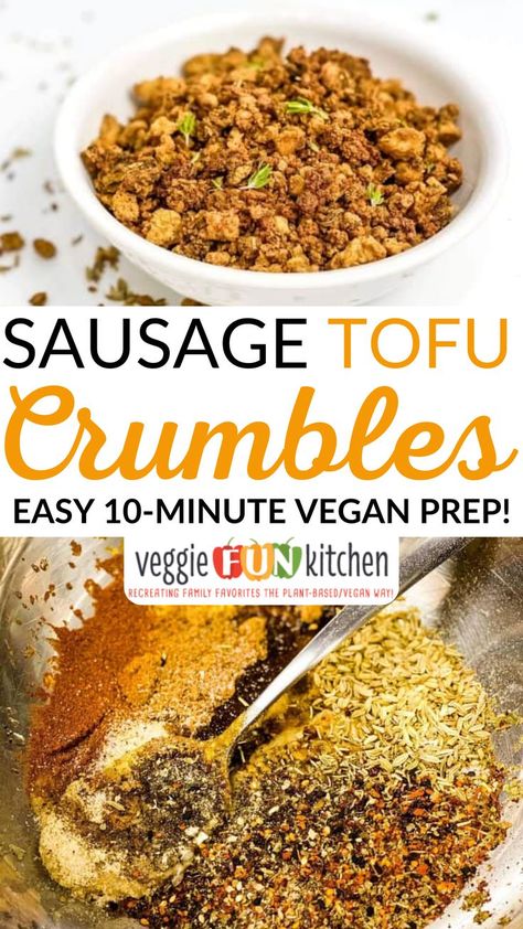 Firm Tofu Recipes, Tofu Crumbles, Baked Sausage, Tofu Recipes Healthy, Vegan Meat Recipe, Tofu Breakfast, Vegan Meat, Italian Herbs, Firm Tofu