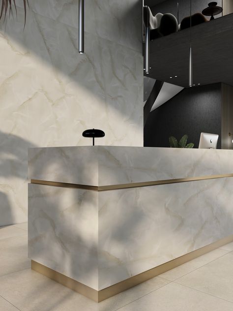 Venato Stella - Hanex Solid Surfaces Quartz Reception Desk, Hanex Solid Surface Countertops, Quartz Countertops Colors, Quartz Countertop Colors, Hanstone Quartz, Reception Office, Stone Counter, Solid Surface Countertops, Stone Counters