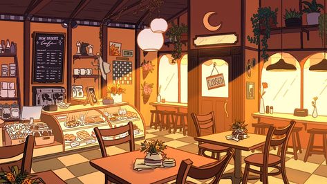 https://twitter.com/courtdraws/status/1128419446702297088/photo/1 Anime Cafe, Illustration Tumblr, Aesthetic Cafe, Cafe Concept, Cafe Aesthetic, Event Horizon, Cute Cafe, Book Illustration Art, Cafe Art