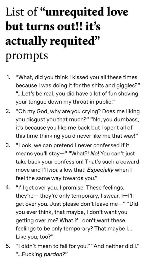 Writing Prompts Romance Cute, Fanfiction Plot Ideas, Love Story Writing Tips, Oblivious In Love Prompts, Romance Plots Writing Prompts, Steamy Writing Tips, Writing Tips Fanfiction, Crush Prompts Otp, Angry Love Confessions Scenarios