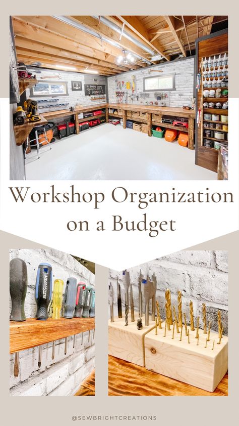 Organized workshop with storage solutions. Work Shop Ideas Garage, Diy Garage Cabinets, Garage Workshop Layout, Basement Workshop, Workshop Shed, Garage Workshop Organization, Workshop Layout, Garage Renovation, Workshop Garage