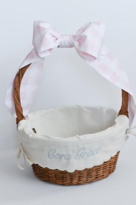 a beautiful, keepsake addition for an Easter basket. Simply velcro on to the handle of any standard basket. Great for gift baskets as well! Hope Embroidery, Embroidered Easter Basket, Embroidery Text, Baby Easter Basket, Basket Crochet, Kids Easter Basket, Basket Crafts, Bunny Basket, Nursery Room Inspiration