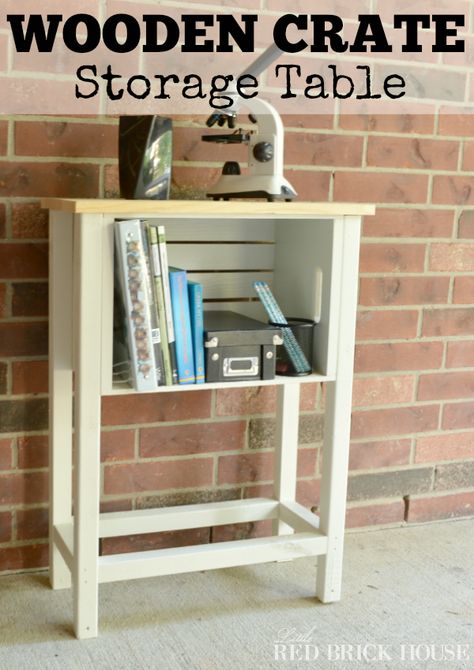 Wooden Crates Nightstand, Crate Challenge, Crate Projects, Wooden Crate Shelves, Crate Shelves Diy, Crate Nightstand, Night Tables, Crate Table, Diy Crate