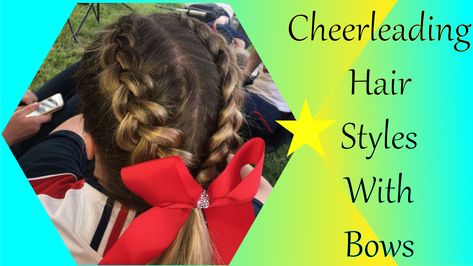 "Ultimate Cheerleading Hairstyle Tutorial: Bows, Braids, and Bling for Top Trending Spirit!" #2023 #hairstyle #fashion #hairs #hair High School Cheer Hairstyles, Curly Hair Cheer Hairstyles, Hair Styles For Cheer, Cheer Hair Ideas, Cute Cheer Hairstyles With Bow, Cheer Competition Hair, Cheer Hairstyles With Bows, Cheerleader Hairstyles, Cute Cheer Hairstyles