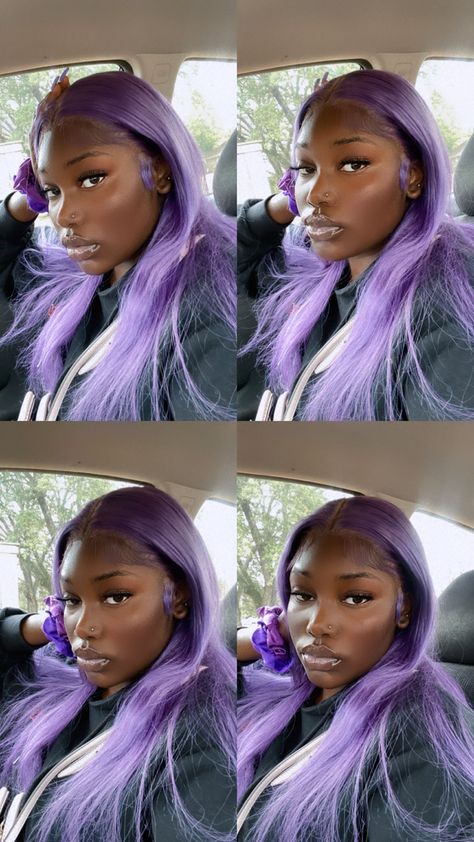 Lace Front Purple Wigs On Dark Skin, Colored Lace Front Wigs Dark Skin, Dark Skin Wig, Frontal Wig Color Ideas, Custom Color Wigs On Dark Skin, Dark Skin With Colored Hair, Dark Skin Colored Hair, Dark Skin Women With Colored Hair, Colored Hair On Dark Skin Women