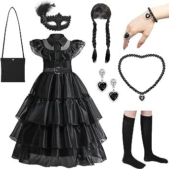 Wednesday Costume, Wednesday Addams Dress, Wednesday Addams Costume, Addams Dress, Baby Costumes Girl, Adam Black, Dress For Kids, Princess Jewelry, Cute Costumes