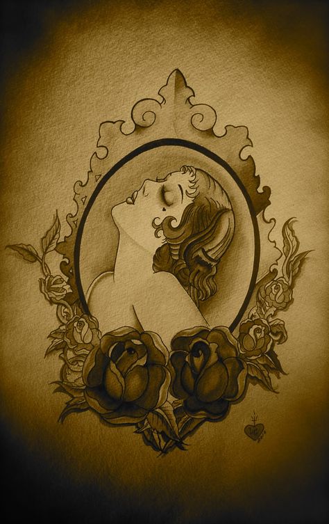 Cameo Tattoo, Favorite Tattoos, Framed Tattoo, Sweet Tattoos, Awesome Tattoos, Vintage Cameo, Music Sheets, Vintage Tattoo, Skin Art