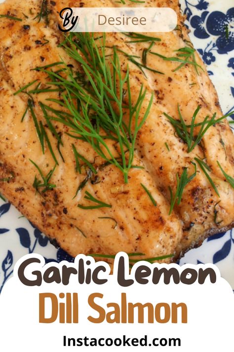 Learn how to make the best Garlic Lemon Dill Salmon, with crispy skin and tender, juicy fish. Quick, simple, and bursting with fresh flavors of lemon, dill, and garlic! Dill Salmon Recipes, Lemon Dill Salmon, Lemon Garlic Salmon, Dill Salmon, Frozen Salmon, Steamed Asparagus, Lemon Pepper Seasoning, Lemon Dill, Drying Dill