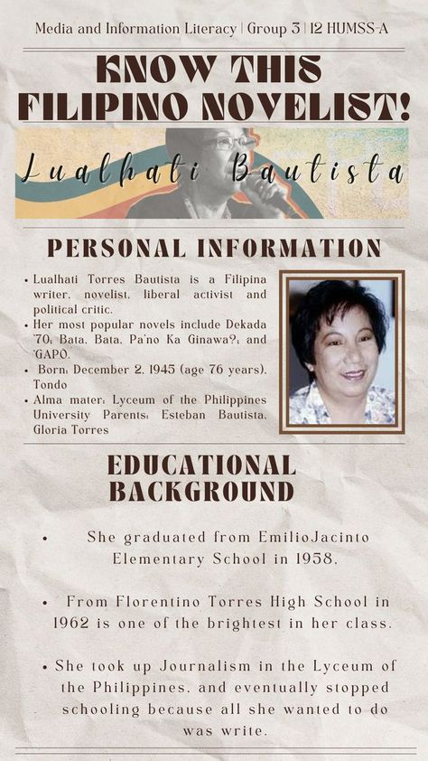 biography Filipino Literature, Philippine Literature, English Education, Information Literacy, National Heroes, Education English, Alma Mater, English Literature, Elementary Schools