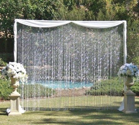 Wedding Arch With Crystals, Crystal Wedding Backdrop, Muhurtham Decor, Crystal Backdrop, Tiffany Blue Wedding Theme, Garland Backdrops, Diy Wedding Backdrop, Shimmer Wall, Curtain Backdrops