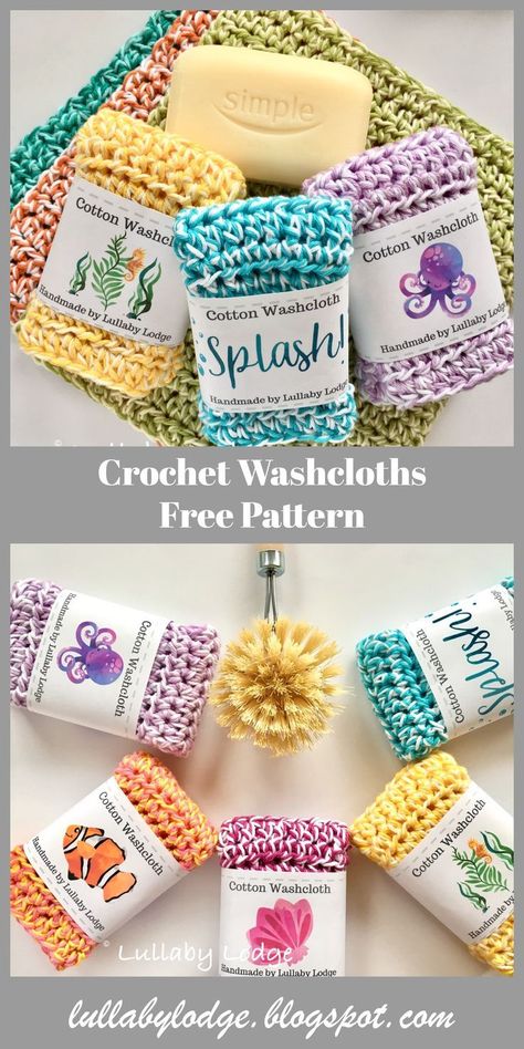 Learn how to make these gorgeous colourful crochet washcloths. Easy pattern suitable for beginners. Can be used as dishcloths, washcloths, face cloths, spa cloths... #dishcloth #facecloth #spacloth #washcloth #crochetcloth #crochetpattern Crochet Washcloth Free Pattern, Crochet Washcloth Free, Crochet Washcloths, Colourful Crochet, Crochet Scrubbies, Confection Au Crochet, Dishcloth Crochet Pattern, Washcloth Pattern, Wash Clothes