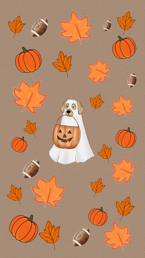 Fall football dog Halloween Dogs Wallpaper, Fall Football Wallpaper, Fall Atheistic, Brooklyn Nicole, Thanksgiving Iphone Wallpaper, Halloween Widget, Free Fall Wallpaper, Football Dog, Autumn Phone Wallpaper