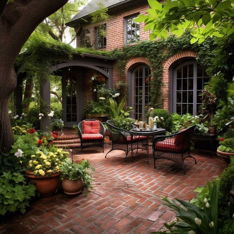 Brick Patio Ideas, Small Backyard Design Layout, Brick Patio, Backyard Design Layout, Pool Small, Red Brick House, Brick Exterior House, Brick Patios, Kids Outdoor