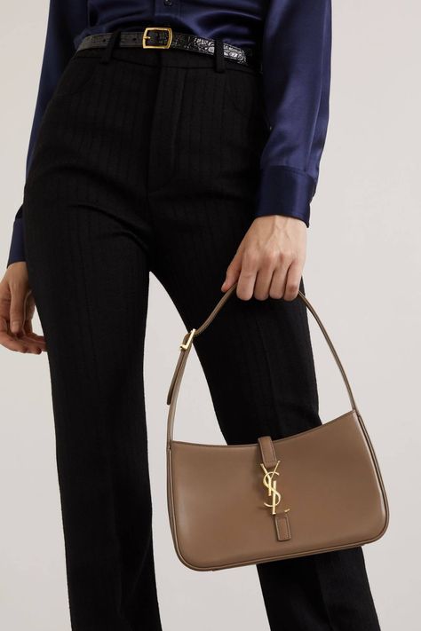 Ysl Manhattan Bag, Brown Bag Outfit, Ysl Manhattan, Meredith Blake, Ysl Handbags, Greyish Brown, Taupe Leather, Designer Pieces, Fashion Capsule