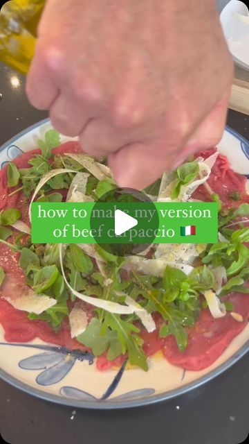 Stephane Sauthier - French Chef 🇫🇷 on Instagram: "Salut! Today I will be showing you how to make Carpaccio de boeuf! 🥩🇮🇹

A tasty dish Italian in origin but popular in France either as a starter or main.

Serves 1:

Fillet Steak x 125g
Capers x 25g
Rocket Salad x handful
Lemon Juice x 1/2 lemon
Parmesan x shavings
Extra Virgin Olive Oil x good splash
Seasoning
Basil leaves a few

If you have the time (4-5 hours), freeze your fillet steak as it makes it easier to slice thinly.
Also pound the steak to make it as thin as you can.

This is really nice served with a good Chianti!

Voila! Bon appétit!

#food #viral #reels #beef #carpaccio #beefcarpaccio #italian #italianfood #beefrecipes #steak #steaklover" Steak Carpaccio, Beef Carpaccio Recipe, Carpaccio Recipe, Rocket Salad, Beef Carpaccio, Fillet Steak, Beef Fillet, Viral Reels, Basil Leaves