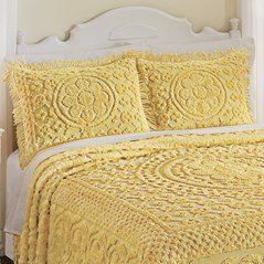 Sunshine Yellow Bedding, Bedspread Too Short, Chenille Bedspread Target, Yellow Bungalow, Flannel Rag Quilts, Herringbone Rug, Hawaiian Muumuu, Blue Bedroom Design, Moroccan Lounge