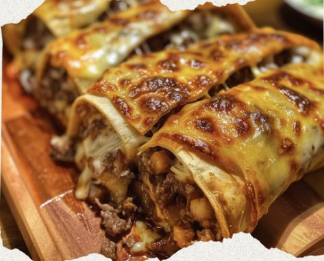 Cheesy Beefy Roll-Ups – Tnextrecipes Beef Tortilla, Beef Roll Ups, Beef Rolls, Tortilla Rolls, Meat Rolls, Beef Roll, Crispy Cheese, Roll Ups Tortilla, Seafood Soup