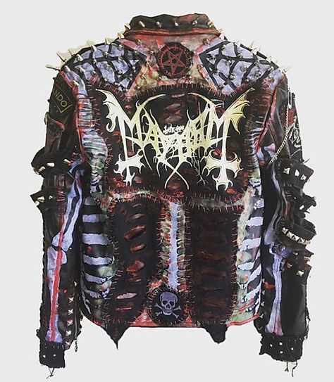 Rocker Jacket, Punk Fashion Diy, Alt Clothes, Battle Jacket, Diy Jacket, Studded Jacket, Gothic Clothes, Men's Jackets, Estilo Punk