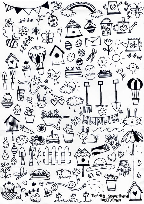 Spring Doodles, Creative Doodles, Bullet Journal Printables, Doodle Art Journals, Sketch Notes, Easy Doodle Art, Easy Doodles Drawings, Doodle Lettering, 자수 디자인