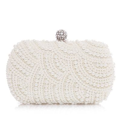 Gorgeous Satin/Pearl With Rhinestone Clutches (012028129) Beads Purse, Pearl Clutch Bag, Rhinestone Handbags, Pearl Clutch, Delicate Wedding, Bridesmaid Clutches, Clutch Bag Wedding, Luxury Clutch, Rhinestone Clutch