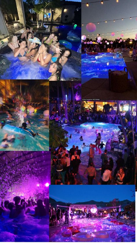 Pool Party At Night, Epic Pools, Night Pool Party, Glow Birthday, Balloon Installation, Party Night, Glow Up?, Pool Party, At Night