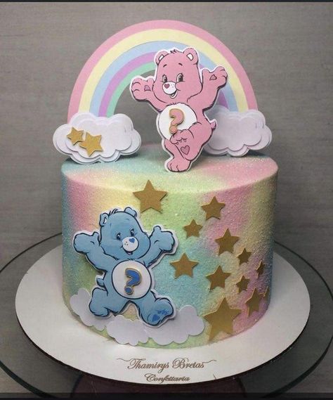 Care Bear Cakes, Care Bears Birthday Party, Care Bear Party, 2nd Birthday Party For Girl, Care Bear Birthday, Bear Baby Shower Theme, Gender Reveal Party Theme, Birthday Party Theme Decorations, Cute Birthday Cakes