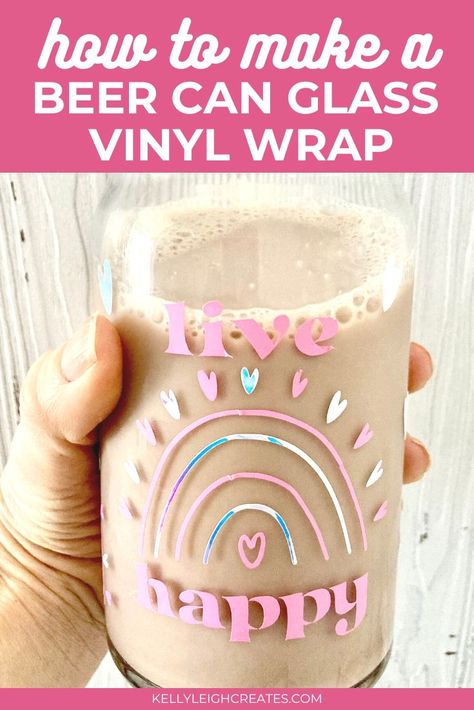 How To Make Beer Can Glass Wrap, Beer Can Glass Vinyl, Beer Can Glass Wrap, Can Glass Wrap, Silhouette Tutorials, Glass Wrap, How To Make Beer, Vinyl Wrap, Cricut Explore