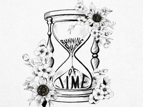 Clock Drawings, Hipster Drawings, Hourglass Tattoo, Running Out Of Time, Memorial Tattoo, Cool Backgrounds Wallpapers, Time Running Out, Line Art Tattoos, Out Of Time