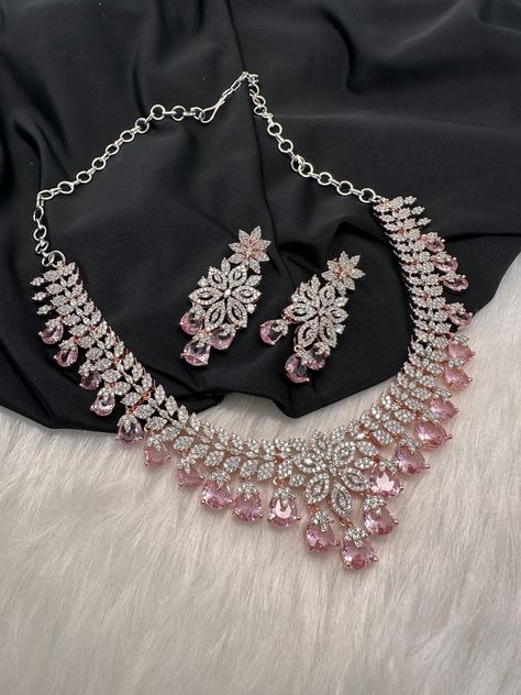 Necklace For Neckline, Necklace Korean, Jewelry Pakistani, American Diamond Necklaces, Beautiful Chokers, Diamonds Necklace, Necklace Indian, Zirconia Necklace, Cubic Zirconia Necklace