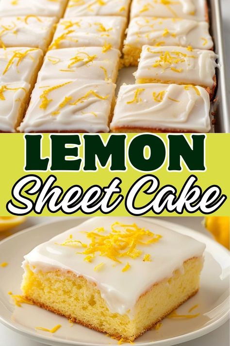 Lemon Cake Icing Glaze, Easy Lemon Cake Mix Recipes, Lemon Cake Ideas, Easy Lemon Cake, Lemon Sheet Cake, Easy Sheet Cake Recipes, Sheet Cake Ideas, Yellow Sheet Cake Recipe, Sheet Cakes