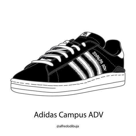 alfredodibuja Skateboarding Shoes, Adidas Campus, Skateboarding, Adidas Sneakers, Skateboard, Adidas, Sneakers, Drawings