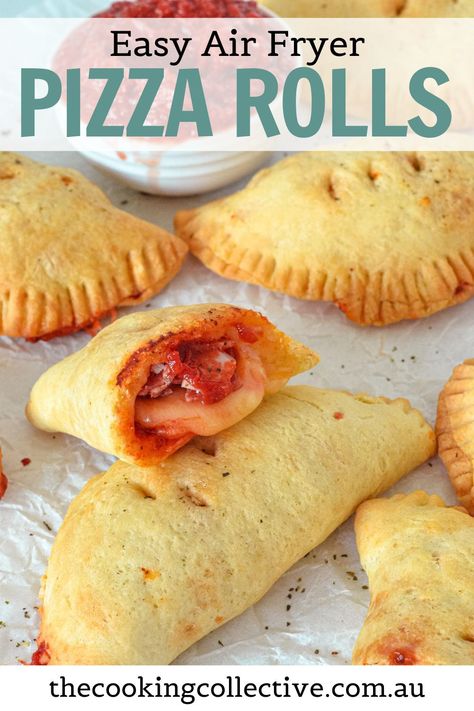 Air Fryer Pizza Rolls, Oven Baked Pizza, Homemade Pizza Pockets, Air Fryer Pizza, Homemade Pizza Dough Easy, Homemade Pizza Rolls, Pizza Pockets, Easy Homemade Pizza, Making Homemade Pizza