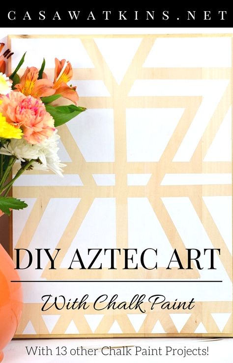 Aztec Paintings, Aztec Wall Art, Aztec Decor, Mayan Symbols, Santa Isabel, Diy Wall Painting, Using Chalk Paint, Chalk Paint Projects, Diy Event