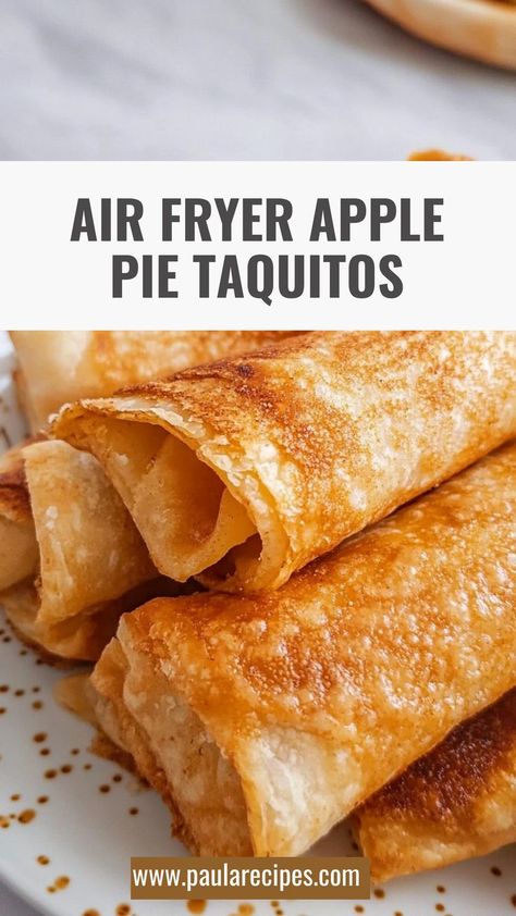 Handheld apple pie bliss! 🍎✨ Air Fryer Apple Pie Taquitos are everything you love about apple pie rolled up into a crispy, cinnamon-dusted tortilla. Quick, easy, and oh-so-delicious! �🤤💛 #ApplePieLovers #AirFryerDessertGoals #CrispyAndSweet #CinnamonSugarDreams #FallDessertVibes #HandheldDelights #ApplePiePerfection #QuickAndTasty #NoFussDesserts #SweetInnovation Apple Pie Taquitos, Air Fryer Apple Pie, Traditional Apple Pie, Taquitos Recipe, Homemade Apple Pie Filling, Quick Dessert, Biscuits Easy, Quick Easy Desserts, Homemade Apple Pies