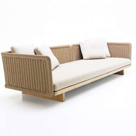 The Modern Garden Company | Sabi Sofa Outdoor Modular Sofa, Exterior Sofa, Veranda Furniture, Beach Apartment Decor, Outdoor Seating Ideas, Beach Sofa, Tropical Interiors, Terrace Furniture, Sofa Outdoor