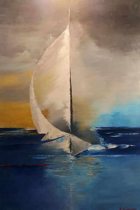 Abstract Art Landscape Acrylics, Beach Sunbathing, Sailing Art, Sailboat Art, Canvas For Beginners, Tarpon Springs, Sailboat Painting, Painting For Beginners, Soyut Sanat Tabloları