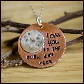 Love this!!! Metal Stamped Jewelry, Back Necklace, To The Moon And Back, Copper Necklace, Stamped Jewelry, To The Moon, Metal Stamping, Metal Jewelry, Making Ideas