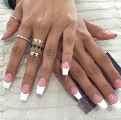 Classic Nail Art, Nails Grunge, White Tip Nails, Tips Nails, Trending Nails, French Tip Nail Designs, Long Nail, French Tip Acrylic Nails, Pink French