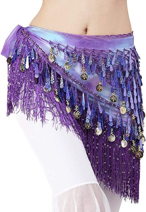 Lauthen.S Belly Dance Hip Scarf with Tassels Sequins, Triangle Coins Wrap Skirt Music Festival Clothing Belly Dance Scarf, Belly Dance Hip Scarf, Belly Dance Belt, Scarf With Tassels, Hip Scarf, Hip Scarves, Music Festival Outfits, Scarf Material, Festival Clothing