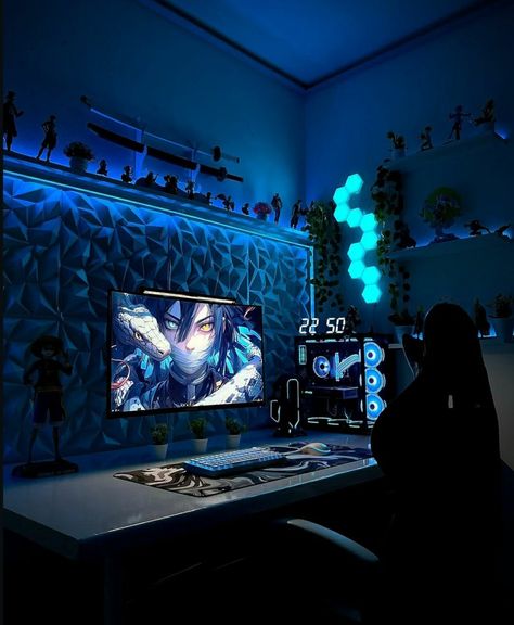 #studio #computer #photography #aesthetic Pc Setup Aesthetic, Ultimate Gaming Room, Computer Photography, Gaming Pc Setup, Bold Wall Art, Dual Monitor Setup, Setup Pc, Gaming Pads, Study Desk Decor