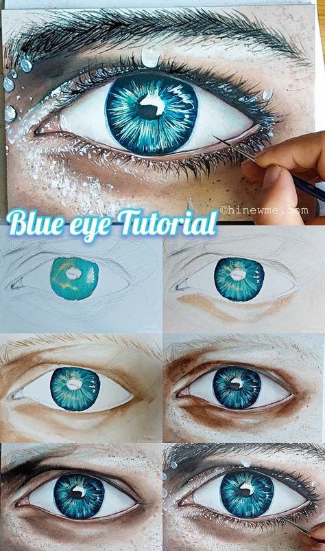 Colored Pencil Eye Step By Step, Pupil Drawings, Pupil Painting, Blue Eye Painting, Blue Eye Drawing, Anatomy Shading, Drawing Realistic Eyes, Blue Eyes Painting, Blue Eyes Drawing