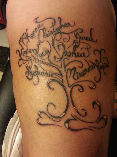 #name #tattoo #tattoos #ideas #designs #men #formen #menstattooideas Tattoos For Childrens Names, Tato Nama, Family Name Tattoos, Family Tattoos For Men, Kid Name Tattoo, Names Tattoos For Men, Tattoo Diy, Family Tree Tattoo, Guys Tattoos