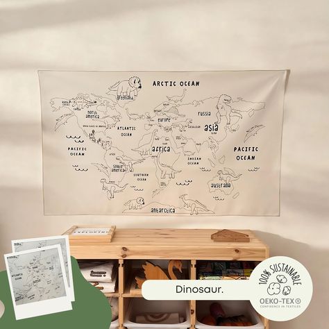 Little explorers with big dreams! 🌍✨ Let their imagination take them on adventures across the globe, from the highest mountains to the deepest oceans. Every corner of the world is waiting to be discovered—one step, one dream, one map at a time! 🗺️💫 #DreamBig #LittleAdventurers #ExploreTheWorld Nursery Tapestry, Tapestry Nursery, World Map Tapestry, Map Tapestry, World Map Wall Decal, Map Wall Decal, Wall Hanging Nursery, Fabric Tapestry, Educational Wall Art