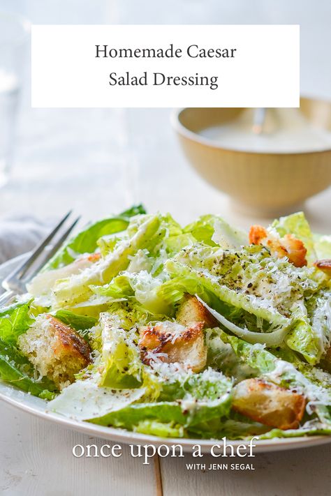 Homemade Caesar Salad Dressing Homemade Caesar Salad, Caesar Salad Dressing Recipe, Homemade Caesar Salad Dressing, Homemade Caesar, Salad Cucumber, Once Upon A Chef, Salad Dressing Recipe, Resep Salad, Caesar Salad Dressing