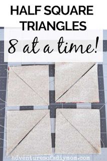 Making 8 Half Square Triangles At A Time, 8 Half Square Triangles At Once Chart, How To Make Multiple Half Square Triangles, How To Make Half Square Triangle Blocks, Easy Patchwork Quilt, Quilt Math, Half Square Triangles Tutorial, Easy Patchwork, Half Square Triangle Quilts Pattern