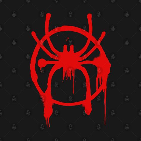 Spider-Man - Into The Spider-Verse - Spray paint logo - Spider Man - T-Shirt | TeePublic Miles Morales Simple Drawing, Miles Morales Spider Symbol, Spiderman Diy Shirt, Spiderverse Tattoo Ideas, Black Cat Superhero, Miles Morales Nails, Miles Morales Logo, Spiderman Merch, Meows Morales