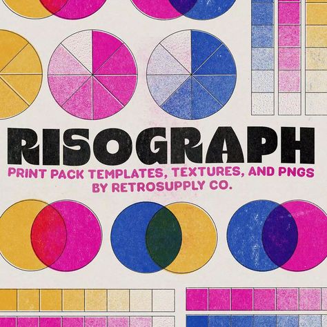 Made From Real Risograph Prints 🖌️ | 🎨 Brushes? Who needs 'em! Our Risograph Print Pack is the ultimate template, texture, and action pack for graphic designers who want to create with ease.... | By RetroSupply Co. Risograph Design, 40 Days Of Prayer, Atomic Habits, Risograph Print, Brand Board, Graphic Design Tutorials, Art Inspiration Drawing, Graphic Designers, Design Tutorials