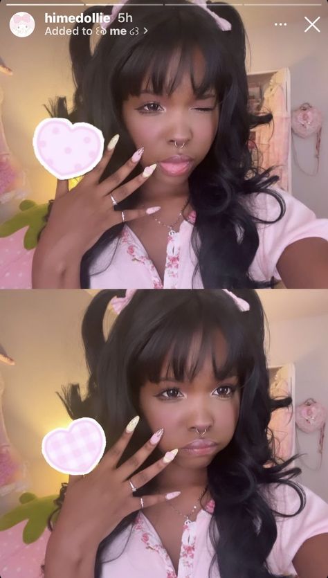 Dolly Makeup Black Woman, Cutecore Nails, Girly Makeup, Princess Makeup, Ethereal Makeup, 4c Natural Hair, Soft Girl Aesthetic, Cute Makeup Looks, Black Femininity