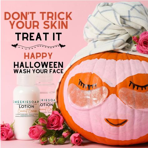 Halloween is almost here! Stay safe and have fun! Stop by Cheekiesoaps.com for a sweet treat like a Whipped Sugar Soap! It is Halloween after all! HAPPY HALLOWEEN! #happyhalloween #halloween2021 #skincare Halloween Skincare Post, Halloween Content Ideas For Instagram, Halloween Skin Care, Spa Instagram Post Ideas, Halloween Branding, Halloween Skincare, Halloween Spa, Skincare Ads, Esthetician Inspiration