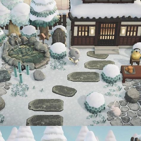 Acnh Winter Path, Ski Village, Wooden Path, Snowy Scene, Acnh Codes, Acnh Ideas, Acnh Inspo, Stone Path, Happy Friday Everyone